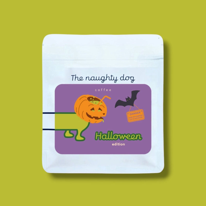200g Packung Kaffeebohnen THE NAUGHTY DOG Ethiopia & Kenya Halloween Edition natural washed Omni Roast